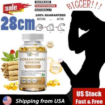 Korean Red Panax Ginseng 1600mg - 120 Capsules - Extra Strength Highest Potency - Image 1 of 4