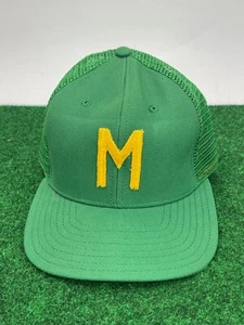Vintage New Era Dupont Visor Pro Model Snapback hat Green Gold Letter M, Vermot? - Picture 1 of 4