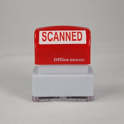 Office Depot Scanned Pre Inked Stamp Hinged Lid Red Ink Preowned Works Pre-inked - Image 1 of 4