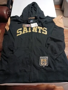 New Orleans Saints Hoodie Zip Jacket Black Gold NFL Football NWT 4XL - Picture 1 of 8