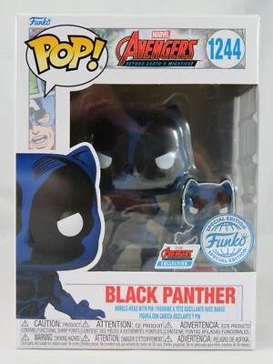 Marvel Funko Pop - Black Panther with Pin - Avengers - No. 1244 - Free Protector - image 1 of 4