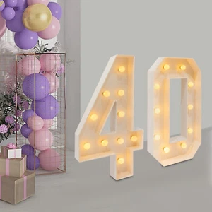 39"in H 40 Birthday Number Lights Marquee Light up Numbers 40th Birthday Decor - Picture 1 of 18