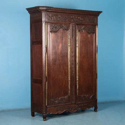 Antique 18th Century Carved French Oak Armoire Cover