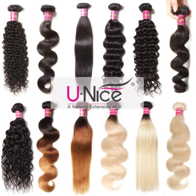 100g/bundle Brazilian Curly Wavy Virgin Human Hair Extensions Ombre Black Blonde - Image 1 of 4