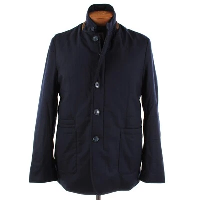 Abrigo de coche de lana Zanella nuevo con etiquetas Vitale Barberis Canonico con gamuza talla L EE. UU. en azul marino Foto 1 de 4