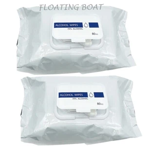 2 x 75% Alcohol Clean Wet Wipes 160 Large Sheets (2x80) , Resealable, Healthcare - Picture 1 of 3