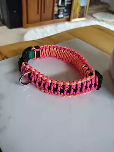 Paracord Dog Collar Small (15"long 1" Wide) Hot Pink Small/Medium NEW - Picture 1 of 5