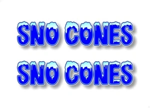 2 SNO CONES 9" Aufkleber Konzession Rasur Eis Schnee Kegel Maschine Anhänger Ständer Menü - Bild 1 von 2