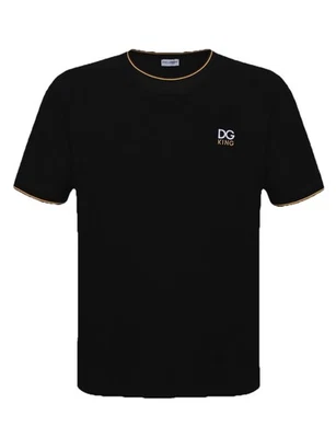Camiseta para hombre Dolce & Gabbana bordada con logotipo DG King, negra/dorada talla pequeña Foto 1 de 4