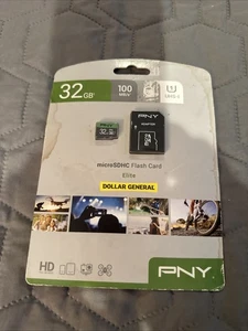 PNY microSDHC Flash Card 751492593739 32GB UHS-I 100MB Elite NEW Adapter - Picture 1 of 3