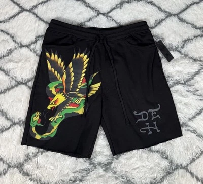 Pantalones Cortos Deportivos ED HARDY Eagle Snake Fire Skull Polar Negros Para Hombre Talla L *NUEVOS* $65 Foto 1 de 4