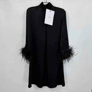 Vestido camisero de fiesta para dormir con plumas desmontables en negro talla XS extra pequeño - Imagen 1 de 10