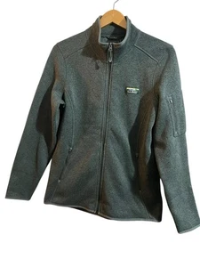 LL Bean Sweater Fleece Full Zip Logo Sweater Women’s Large Green Heather NWT - Picture 1 of 11