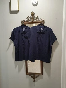 2 New Navy Blue Aramark School Work Uniform Polo Shirts Women's Size 3XL - Picture 1 of 11