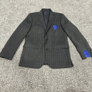 Apt 9 Jacket Slim Fit Mens 38R Gray Brown Plaid  Blazer Suit Jacket Fall Wedding - Picture 1 of 8