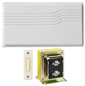 Two Note Wired Door Bell Chime Kit w/Transformer & Surface Mount Lighted Push... - Picture 1 of 5