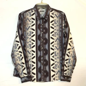 Camicia vintage Panhandle slim donna media western azteca argento bottoni cotone - Foto 1 di 8