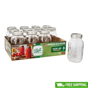 Frascos de albañil 32 oz boca regular 12 paquetes frascos de vidrio con tapas congelador seguro nuevo - Imagen 1 de 7