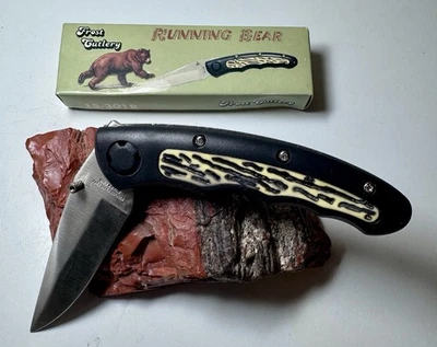 Nuevo cuchillo de bolsillo plegable Frost Cutlery Running Bear 15-301B con caja aspecto Delrin Foto 1 de 4