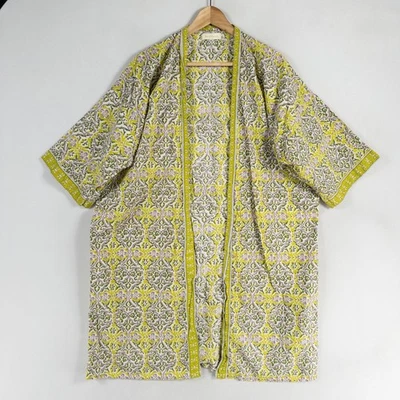 World Market Kimono Cover Up One Size Fits Most Green Purple Geometric Boho - Image 1 of 4