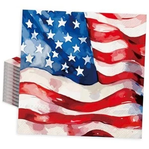 80Pcs Patriotic Paper Napkins American Flag Disposable Napkins 4th of July Red - Picture 1 of 8