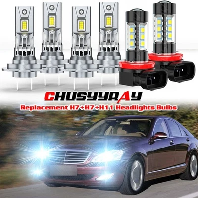 For Mercedes-Benz S430 2003-2006 - 6x LED Headlight + Foglight Bulbs Combo 6000K - Image 1 of 4