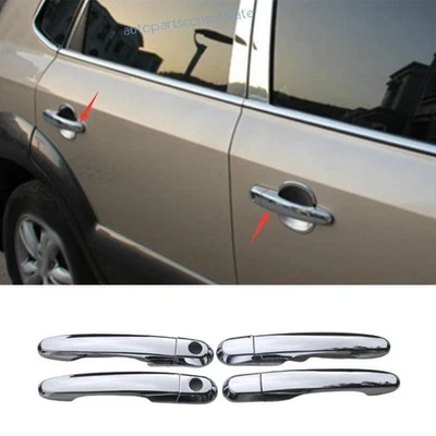 Cubierta de manija de puerta lateral exterior cromada brillante para Hyundai Tucson 05-2008 2009 Foto 1 de 4
