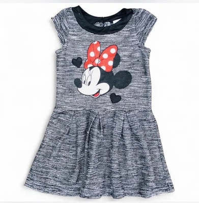Girls Disney Minnie Mouse black tweed dress with leather collar trim size 3T  - Image 1 of 4