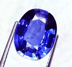 Certified 7.55 Ct Oval Cut Natural Blue Sapphire Loose Gemstone - Picture 1 of 6