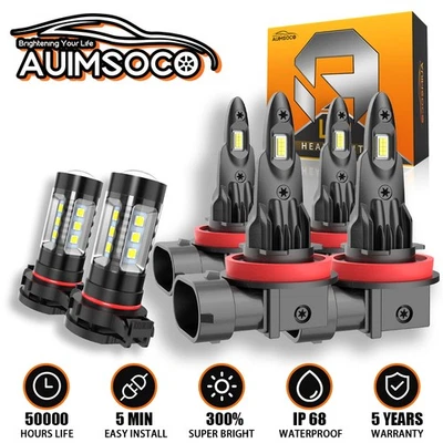 For Buick Allure 2005-2010 CSP LED Headlight+Fog Light White Bulbs 6Pcs Lamps - Image 1 of 4