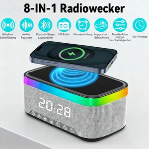 LED-Ladestation, Kabelloses Ladegerät für Handy, mit digitaler Uhr, mit Wecker - Bild 1 von 16