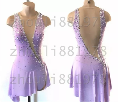 New  Ice Figure Skating Dress Figure Skating Dress For Competition purple - Image 1 of 4