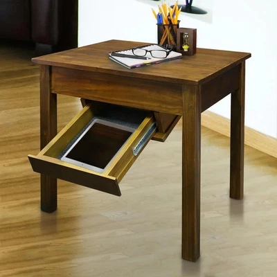 YU SHAN CO USA LTD Kennedy End Table with Concealed Drawer, Concealment Warm Brown Casual