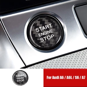 Pegatina de fibra de carbono para borde de botón de parada de arranque de coche para Audi A6 A6L A7 S6 2019-2023 - Imagen 1 de 5