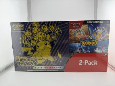 Pokemon Surging Sparks ETB + Booster Bundle Costco 2-pack Sealed - Ripped Seal - Image 1 of 4