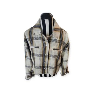 Free People cropped Swing Flight Jacket size medium thick warm retro wool - Picture 1 of 7