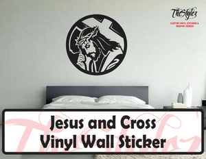 Pegatina de pared de vinilo de Jesús y la cruz - Imagen 1 de 4