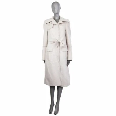 58923 auth GUCCI cream alpaca & wool BOW Trench Coat Jacket 44 L - Image 1 of 4