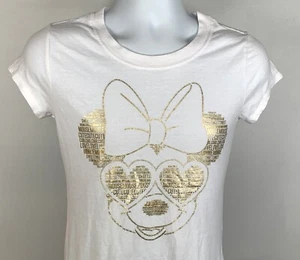 Disney Minnie Mouse Metallic Gold Logo T Shirt Womens Large Love Cute Sweet - Picture 1 of 4
