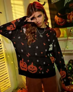 Halloween Pullover Gr. M (UK 10) Emo Punk Gothic Sweater Pulli - Bild 1 von 3