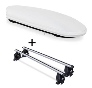 Dachbox VDPMAA460 weiß 460L+Dachträger Menabo Tema für für Audi A4 04-08 Alu - Bild 1 von 5