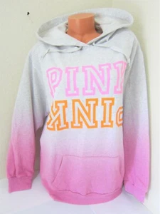 Victoria Secret Pink NEON BUBBLE DIP DYE OMBRE DOUBLE LOGO PULLOVER HOODIE L XL - Picture 1 of 4