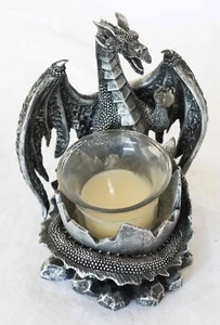 Windlicht Drache Kerzenhalter Gothic Statue Candle Stick Höhe 15cm Drache 3018 - Bild 1 von 5