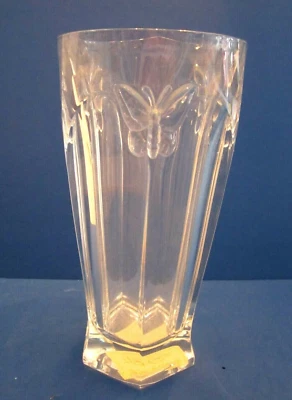 Highball Glass Butterfly Meadow by Lenox. Clear w 3d Butterfly. 6.5" tall - Image 1 of 4