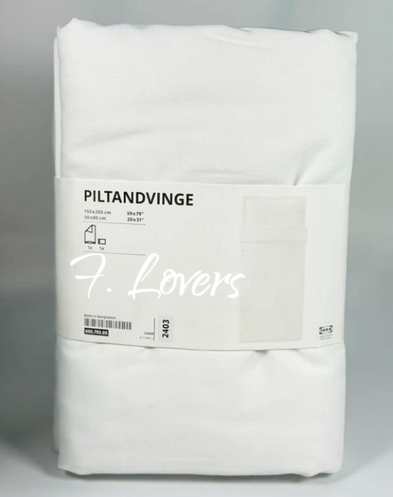 IKEA PILTANDVINGE Einzel Bettbezug und 1 Kissenbezug weiß 150x220/50x80cm Neu - Bild 1 von 1