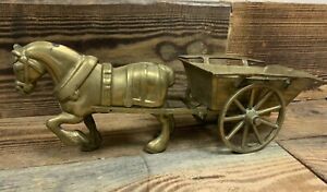 Large Vintage Brass Shire Horse & Cart Approx. 48cm 