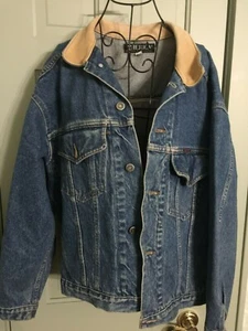 VTG Men's Perry Ellis AMERICA Leather Denim Jean Jacket SMALL Mens - Picture 1 of 11