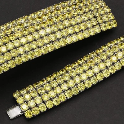 Pulsera de tenis de 4 filas o 6 filas Bling cadena de acero inoxidable ANTIDESLUSTRE para hombre Foto 1 de 4