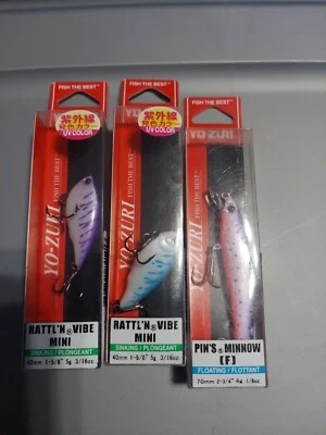 (3) YO-ZURI Rattl’N Vibe Mini 1-5/8” 3/16 oz y 2-3/4 surtido Foto 1 de 3