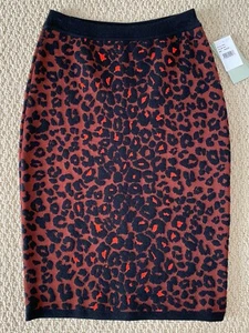 NWT A.L.C. Ellwood Burgundy Black Leopard Stretch Knit Pencil Skirt Sz M $395 - Picture 1 of 11